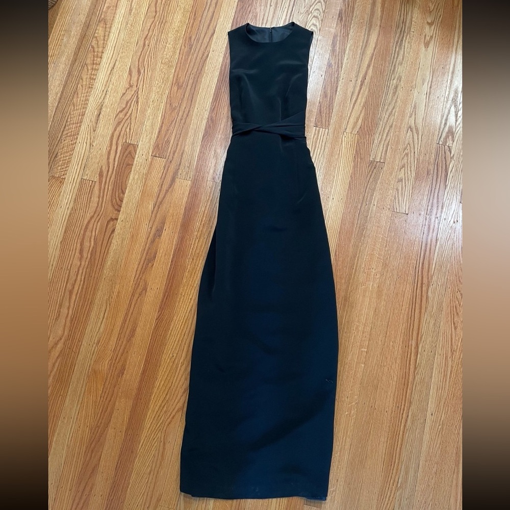 Vintage Vera Wang Floor Length Black Gown with tie at the waist
